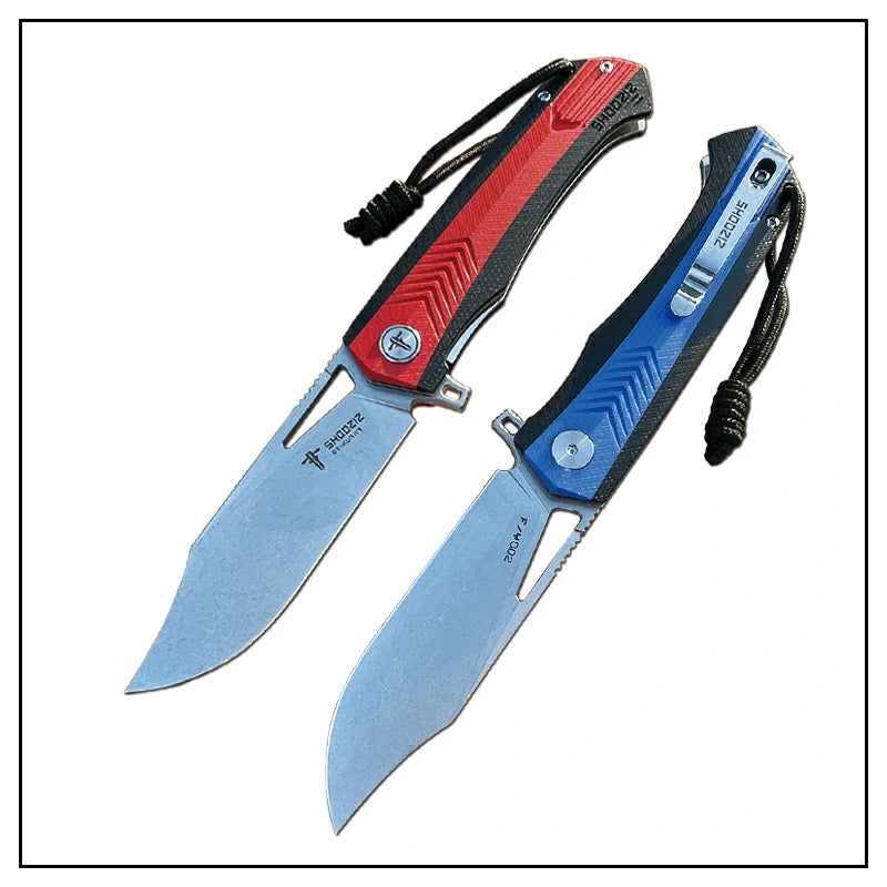 SHOOZIZ™ XUN117-LBGSt,Liner Lock,3.39"D2 Steel Stonewash Blade,Blue+BLack G10 Handle