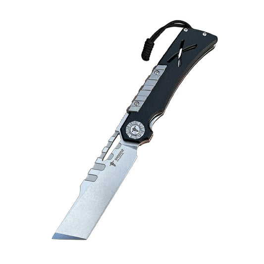 SHOOZIZ™ XUN118-BMSt,Liner Lock,2.96"D2 Steel Stonewash Blade,Black Micarta Handle