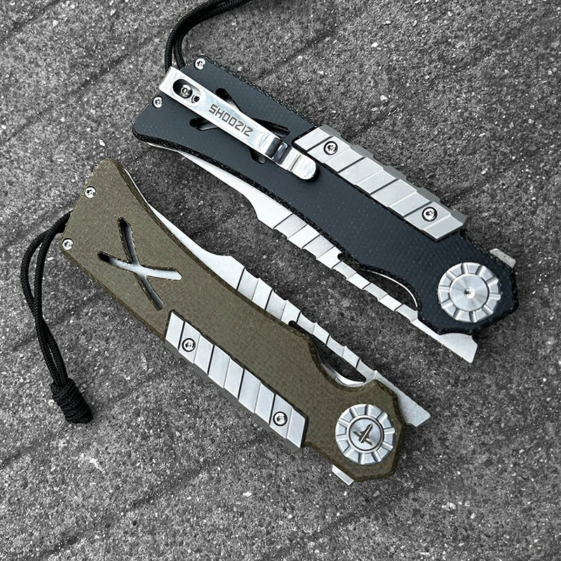 SHOOZIZ™ XUN118-GMSt,Liner Lock,2.96"D2 Steel Stonewash Blade,Amry Green Micarta Handle