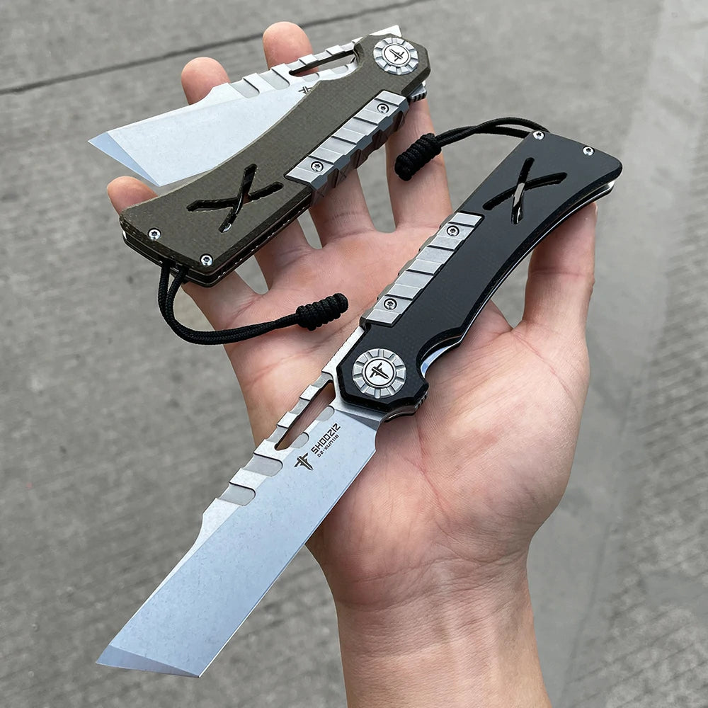 SHOOZIZ™ XUN118-GMSt,Liner Lock,2.96"D2 Steel Stonewash Blade,Amry Green Micarta Handle