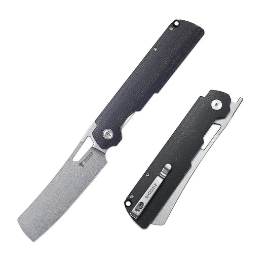 SHOOZIZ™ XUN119A-BMSt,Liner Lock,3.98"D2 Steel Stonewash Blade,Black Micarta Handle