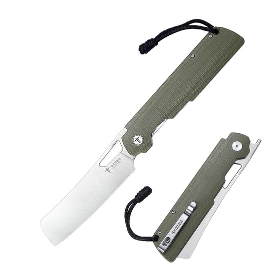 SHOOZIZ™ XUN119A-GMS,Liner Lock,3.98"D2 Steel Satin Blade,Green Micarta Handle