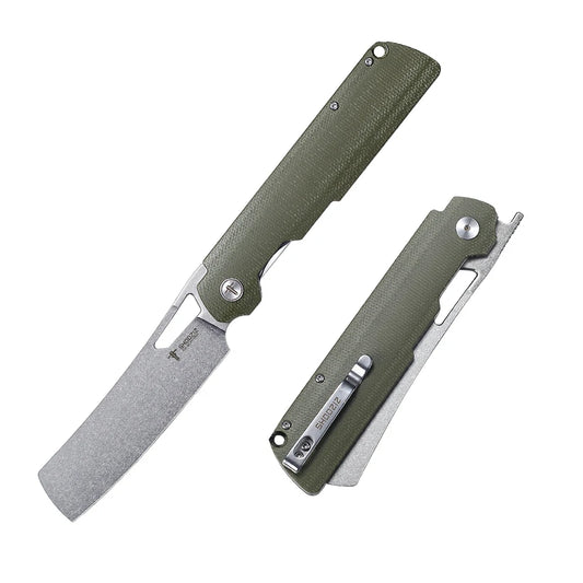 SHOOZIZ™ XUN119A-GMS,Liner Lock,3.98"D2 Steel Satin Blade,Green Micarta Handle