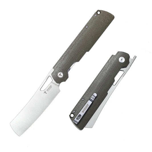 SHOOZIZ™ XUN119A-JGMS,Liner Lock,3.98"D2 Steel Satin Blade,Green Micarta Handle