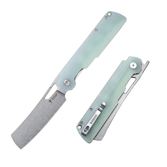 SHOOZIZ™ XUN119A-JGSt,Liner Lock,3.98"D2 Steel Stonewash Blade,Jade G10 Handle