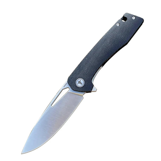 SHOOZIZ™ XUN120-BMS,Liner Lock,3.55"D2 Steel Satin Blade,Black Micarta Handle