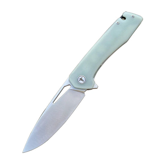 SHOOZIZ™ XUN120-JGS,Liner Lock,3.55"D2 Steel Satin Blade,Jade G10 Handle