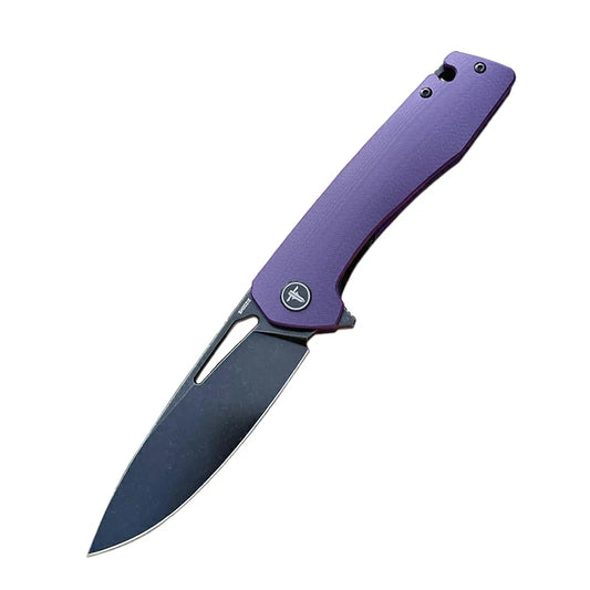 SHOOZIZ™ XUN120-PGB,Liner Lock,3.55"D2 Steel Black PVD Blade,purple G10 Handle