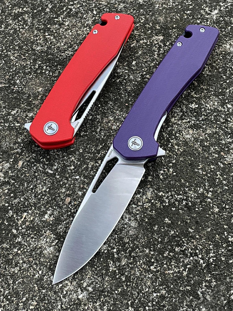 SHOOZIZ™ XUN120-RGS,Liner Lock,3.55"D2 Steel Satin Blade,Red G10 Handle
