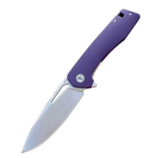 SHOOZIZ™ XUN120-PGS,Liner Lock,3.55"D2 Steel Satin Blade,purple G10 Handle