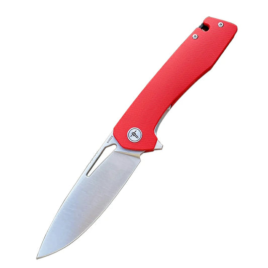 SHOOZIZ™ XUN120-RGS,Liner Lock,3.55"D2 Steel Satin Blade,Red G10 Handle