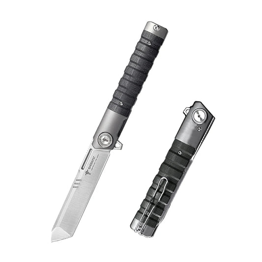 SHOOZIZ™ XUN121-BGS,Frame Lock,3.74"14C28N Steel Satin Blade,Black G10 Handle