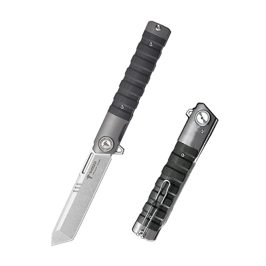 SHOOZIZ™ XUN121-BGSt,Frame Lock,3.74"14C28N Steel Stonewash Blade,Black G10 Handle