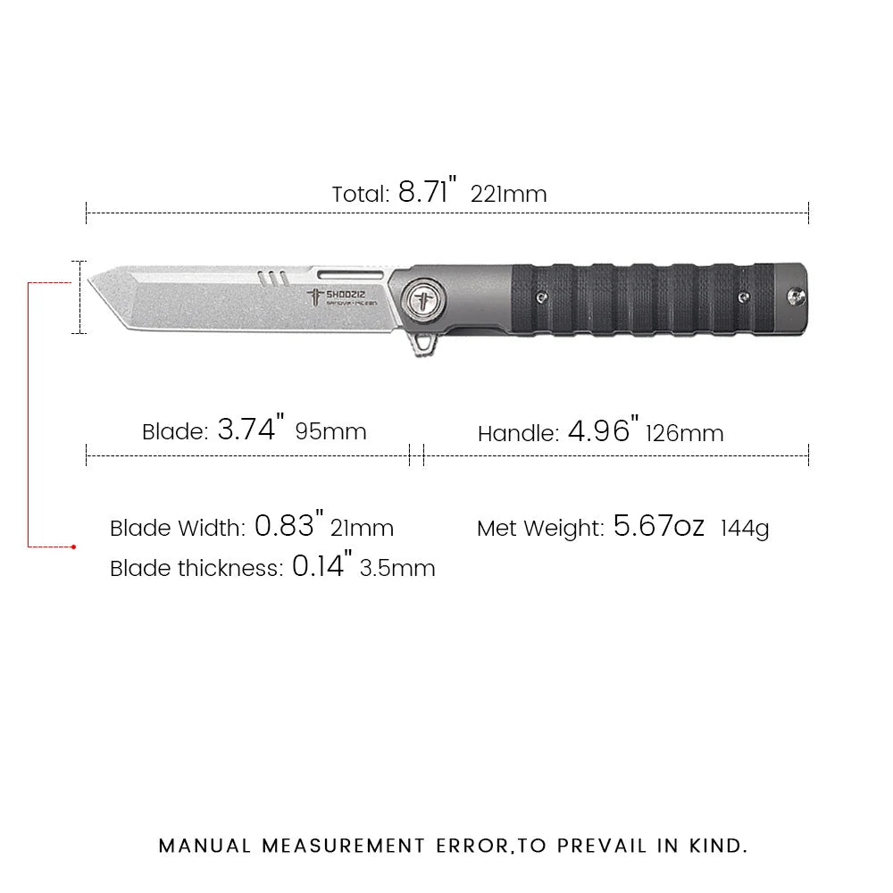 SHOOZIZ™ XUN121-BGSt,Frame Lock,3.74"14C28N Steel Stonewash Blade,Black G10 Handle