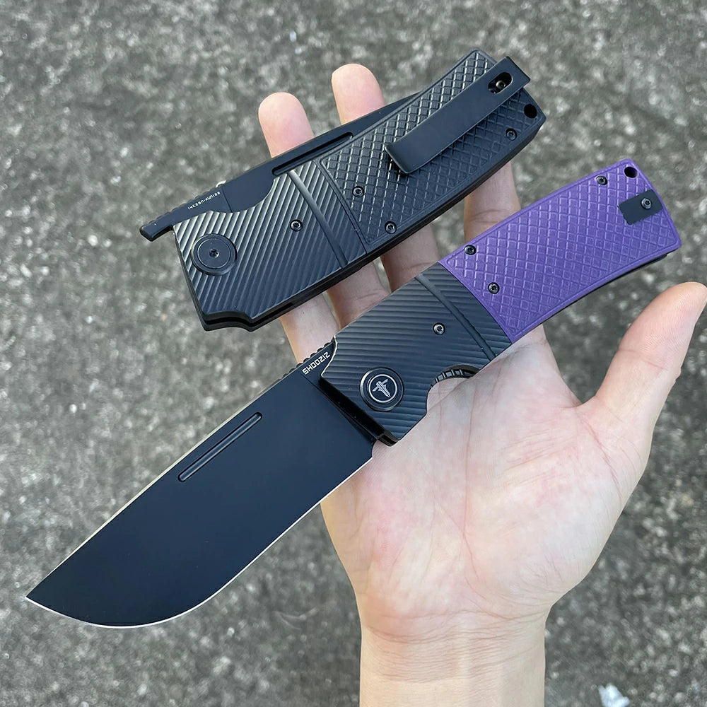 SHOOZIZ™ XUN122-BGB,Liner Lock,3.90"14C28N Steel Black PVD Blade,Black G10 Handle
