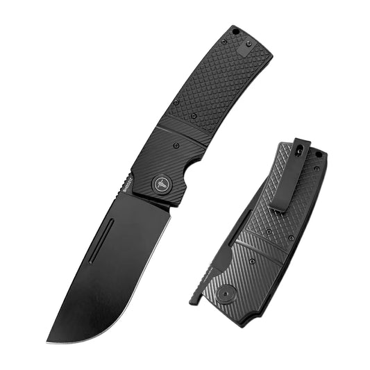 SHOOZIZ™ XUN122-BGB,Liner Lock,3.90"14C28N Steel Black PVD Blade,Black G10 Handle