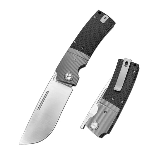 SHOOZIZ™ XUN122-BGS,Liner Lock,3.90"14C28N Steel Satin Blade,Black G10 Handle