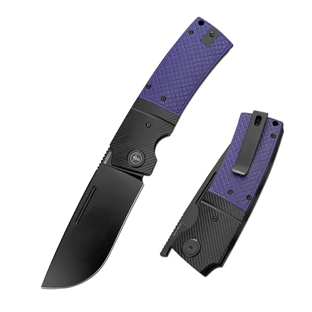 SHOOZIZ™ XUN122-PGB,Liner Lock,3.90"14C28N Steel Black PVD Blade,purple G10 Handle