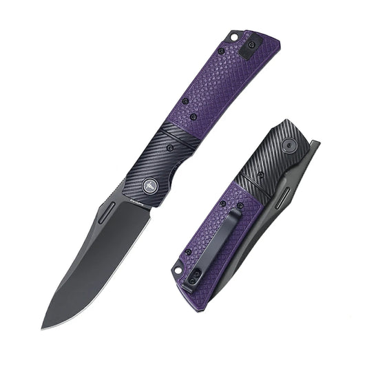SHOOZIZ™ XUN123-PGB,Liner Lock,3.46"14C28N Steel PVD Blade,Steel Bolster & G10 Handle