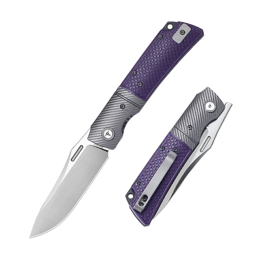 SHOOZIZ™ XUN123-PGS,Liner Lock,3.46"14C28N Steel Satin Blade,Steel Bolster & G10 Handle
