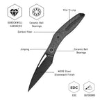 SHOOZIZ Garsia-CB liner lock folder, M390 steel black PVD, carbon fiber, ceramic bearing, 4.73 inch closed