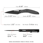 SHOOZIZ Garsia-CB tactical pocket knife, black PVD M390 blade, carbon fiber handle, clip, 8.08 inch overall, premium EDC