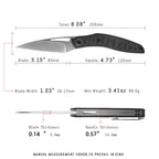 SHOOZIZ Garsia-CS pocket knife, satin M390 blade, carbon fiber handle,  clip, 8.08 inch overall, everyday carry