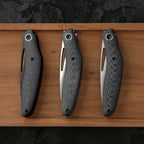 SHOOZIZ Garsia-CST compact EDC folder, M390 steel, stonewashed, carbon fiber, pocket clip, 3.15 inch blade