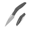 SHOOZIZ Garsia-CST EDC folding knife, SHOOZIZ x T.Kalashnikov x NFK, M390 steel blade with stonewashed finish, carbon fiber handle,  titanium clip, liner lock, 3.15 inch blade