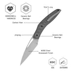 SHOOZIZ Garsia-CST liner lock folder, M390 steel stonewashed, carbon fiber, ceramic bearing, 4.73 inch closed