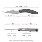 SHOOZIZ Garsia-CST pocket knife, stonewashed M390 blade, carbon fiber handle, clip, 8.08 inch overall, everyday carry
