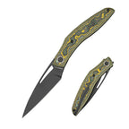 SHOOZIZ Garsia-YCB EDC folding knife, SHOOZIZ x T.Kalashnikov x NFK, M390 steel blade with black PVD finish, carbon fiber handle, titanium clip, liner lock, 3.15 inch blade