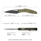 SHOOZIZ Garsia-YCB tactical pocket knife, black PVD M390 blade, carbon fiber handle, clip, 8.08 inch overall, designer EDC