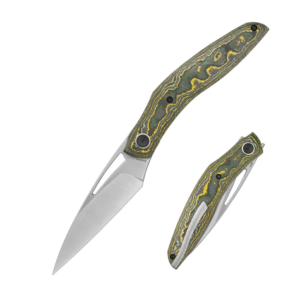 SHOOZIZ Garsia-YCS EDC folding knife, SHOOZIZ x T.Kalashnikov x NFK, M390 steel blade with satin finish, carbon fiber handle,  titanium clip, liner lock, 3.15 inch blade