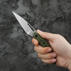 SHOOZIZ Garsia-YCS everyday carry knife, carbon fiber handle, satin M390 blade,  titanium clip, 60 HRC