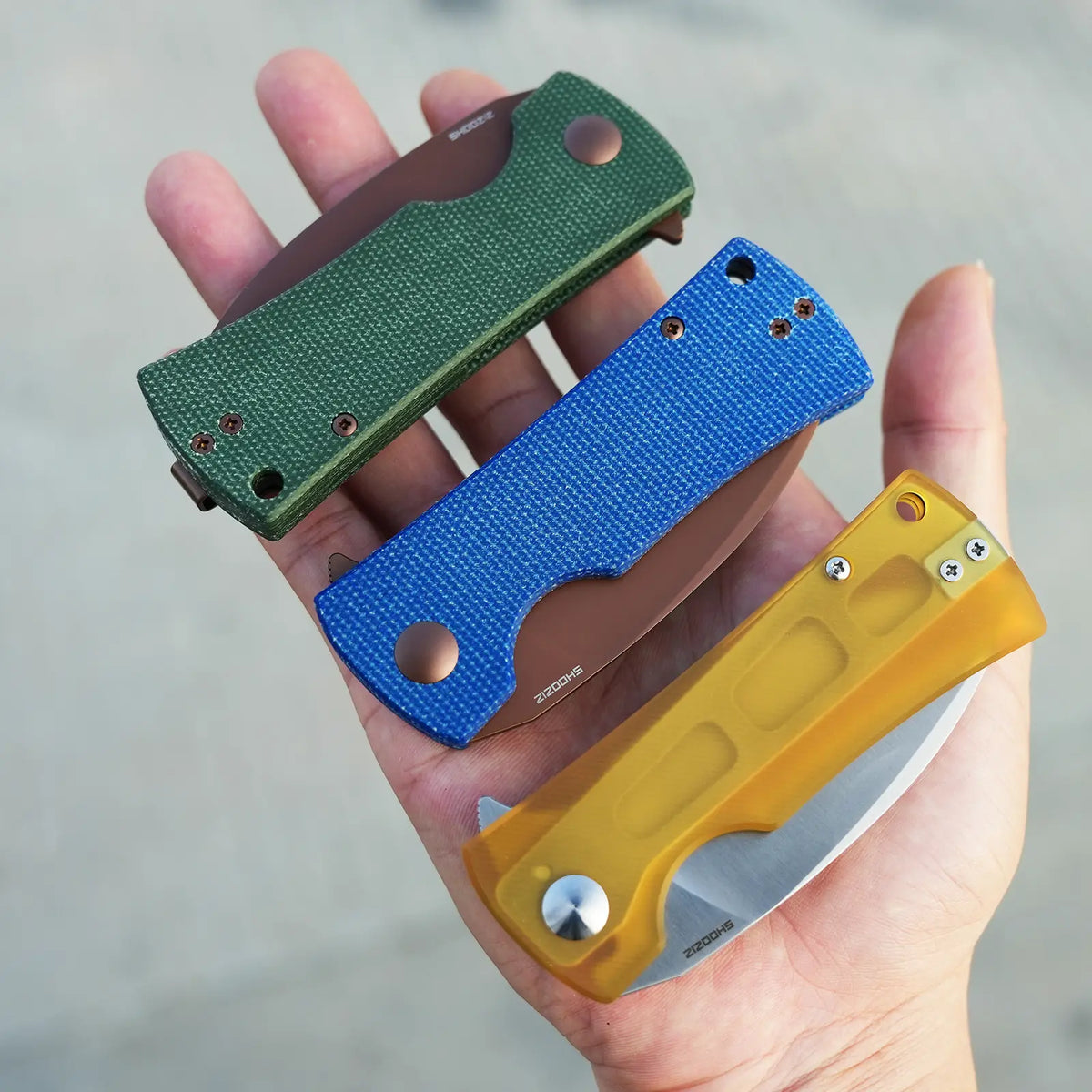【極美品限定品】Lautie Noiz Nano C Zirc Polished SHOOZIZ HAN306-LMRG EDC Knife | Rose Gold PVD & Blue Micarta