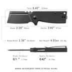 SHOOZIZ HAN307-BGB EDC knife dimensions, 6.42" total length, 2.29" blade, 3.82" handle, 101.8g weight.