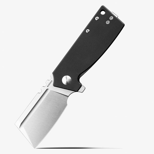 SHOOZIZ HAN307-BGS EDC folding knife, satin 14C28N steel blade, black G10 handle.