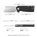 SHOOZIZ HAN307-BGS EDC knife dimensions, 6.42" total length, 2.29" blade, 3.82" handle, 101.9g weight.
