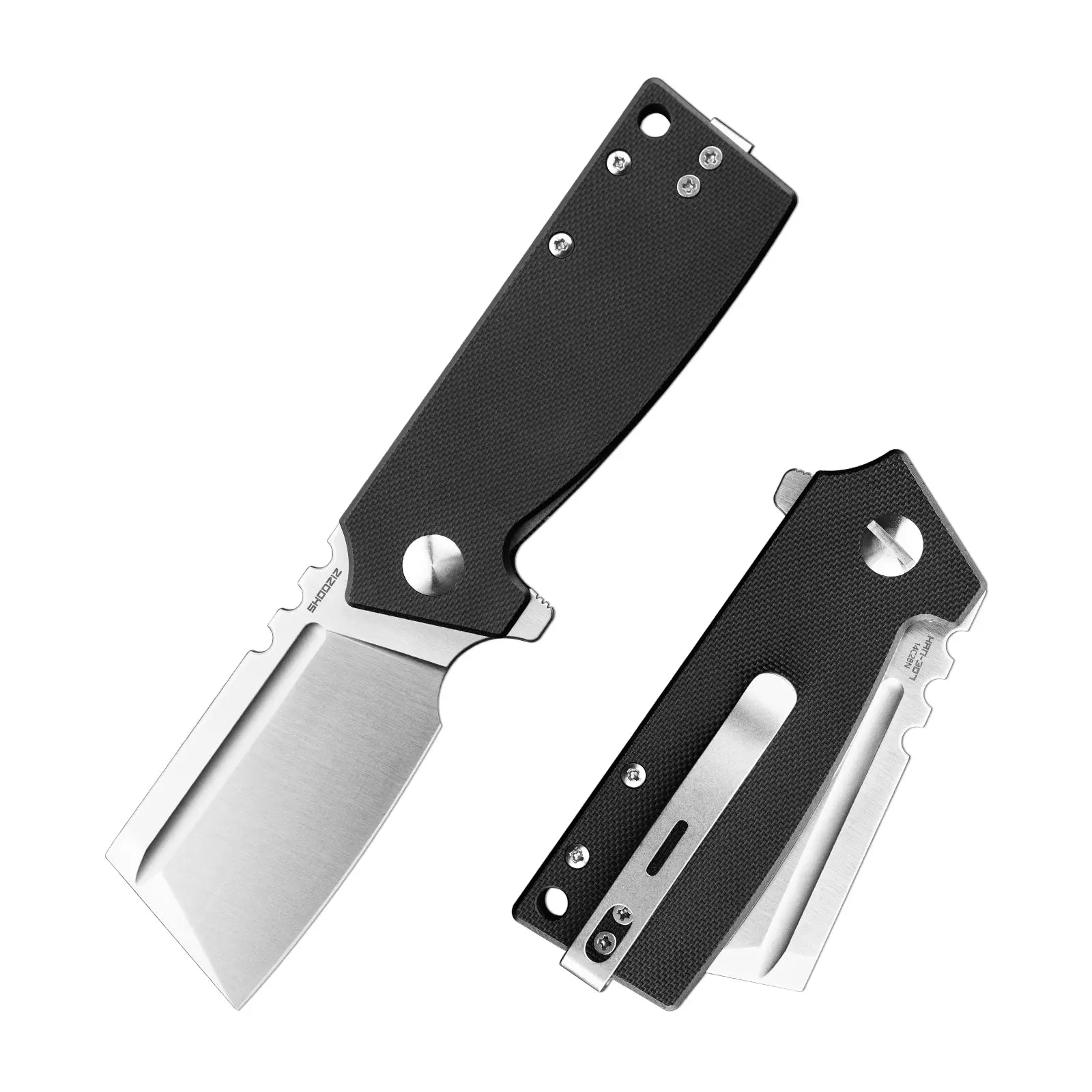 SHOOZIZ HAN307-BGS folding knife, 14C28N steel with satin finish, black G10 handle, liner lock, ceramic bearing.
