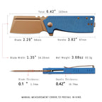SHOOZIZ HAN307-LMRG EDC knife dimensions, 6.42" total length, 2.29" blade, 3.82" handle, 93.3g weight.