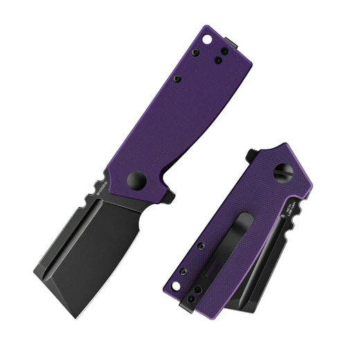 SHOOZIZ HAN307-PGB folding knife, 14C28N steel with black PVD finish, purple G10 handle, liner lock, ceramic bearing.