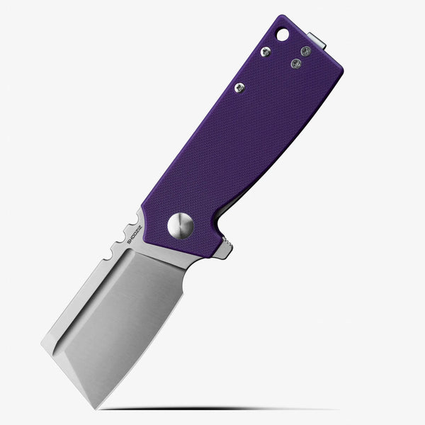 SHOOZIZ HAN307-PGS EDC knife, satin 14C28N steel blade, purple G10 handle.