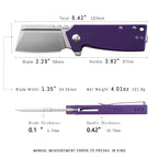 SHOOZIZ HAN307-PGS EDC knife dimensions, 6.42" total length, 2.29" blade, 3.82" handle, 101.8g weight.