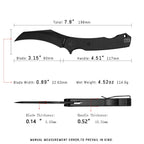 SHOOZIZ HAN308-BGB tactical pocket knife, black PVD 14C28N blade, black G10 handle, 7.72 inch overall, everyday carry