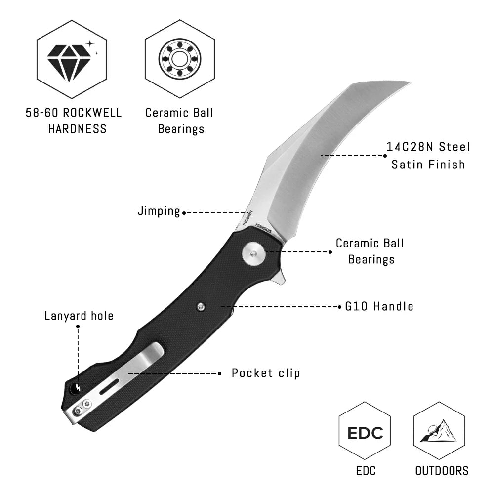 SHOOZIZ HAN308-BGS Folding Knife – SHOOZIZ Knives Store