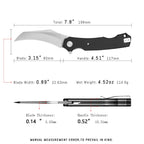 SHOOZIZ HAN308-BGS pocket knife, satin 14C28N blade, black G10 handle, 7.72 inch overall, everyday carry