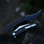 SHOOZIZ HAN308-BGST everyday carry knife, black G10 handle, stonewashed 14C28N blade, pocket clip, 58-59 HRC