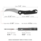 SHOOZIZ HAN308-BGST pocket knife, stonewashed 14C28N blade, black G10 handle, 7.72 inch overall, everyday carry