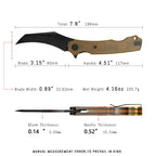 SHOOZIZ HAN308-JUB tactical pocket knife, black PVD 14C28N blade, Ultem handle, 7.72 inch overall, everyday carry